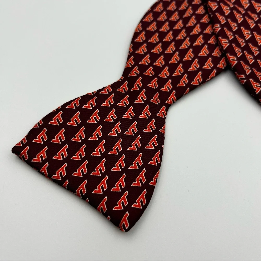 Virginia Tech 100% Silk Bow Tie Hokies VT Logo College Self-Tie Rivetz of Boston